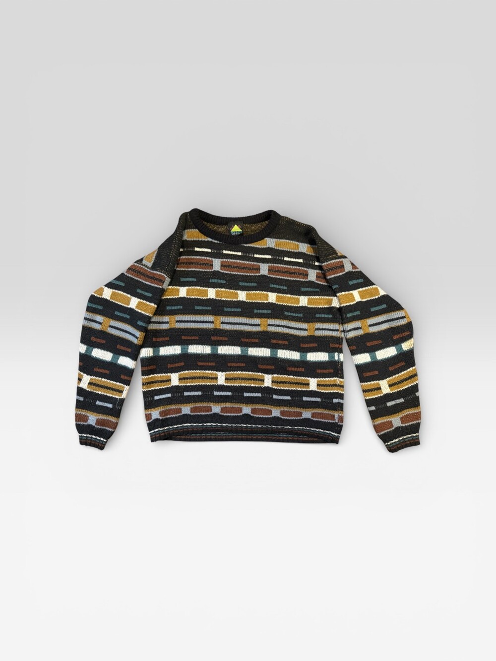 Vintage 90s | Out of Bounds Geometric Knit Sweater | Made in USA | Sz L